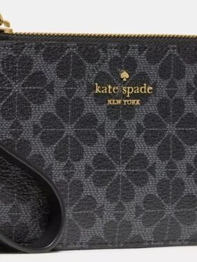 Kate Spade Black Floral-Pattern Wristlet with Gold Logo
